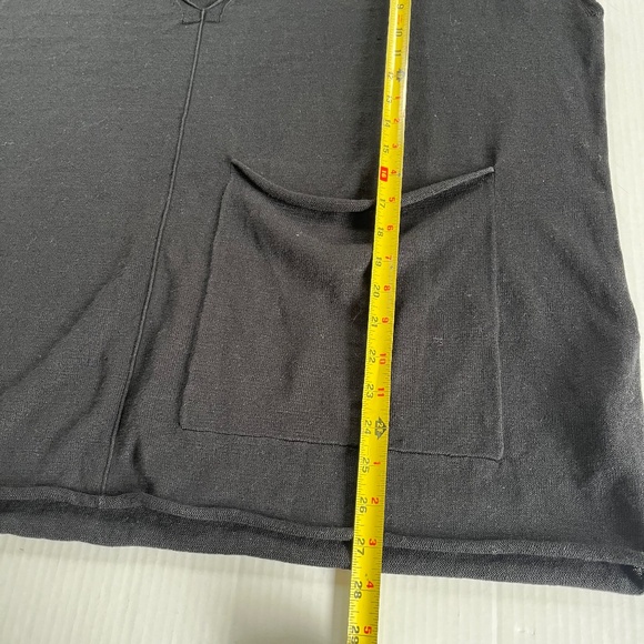 EILEEN FISHER Sz 2X Black Short Sleeve Organic Linen Cotton Boxy Blouse Pocket - Picture 7 of 10